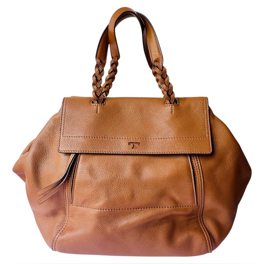 Tory Burch Half Moon Satchel Tan Leather Bag
